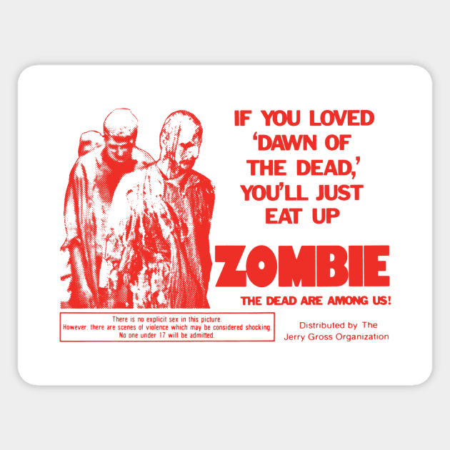 Zombie (red) Sticker by The Video Basement